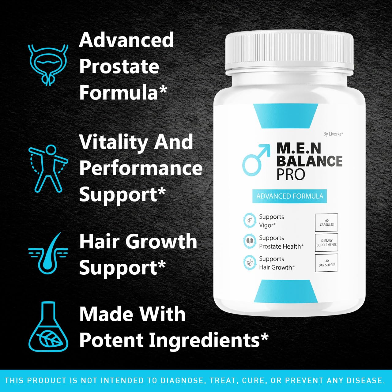 Close look at LIVORKA M.E.N Balance Pro capsules for easy daily use.
