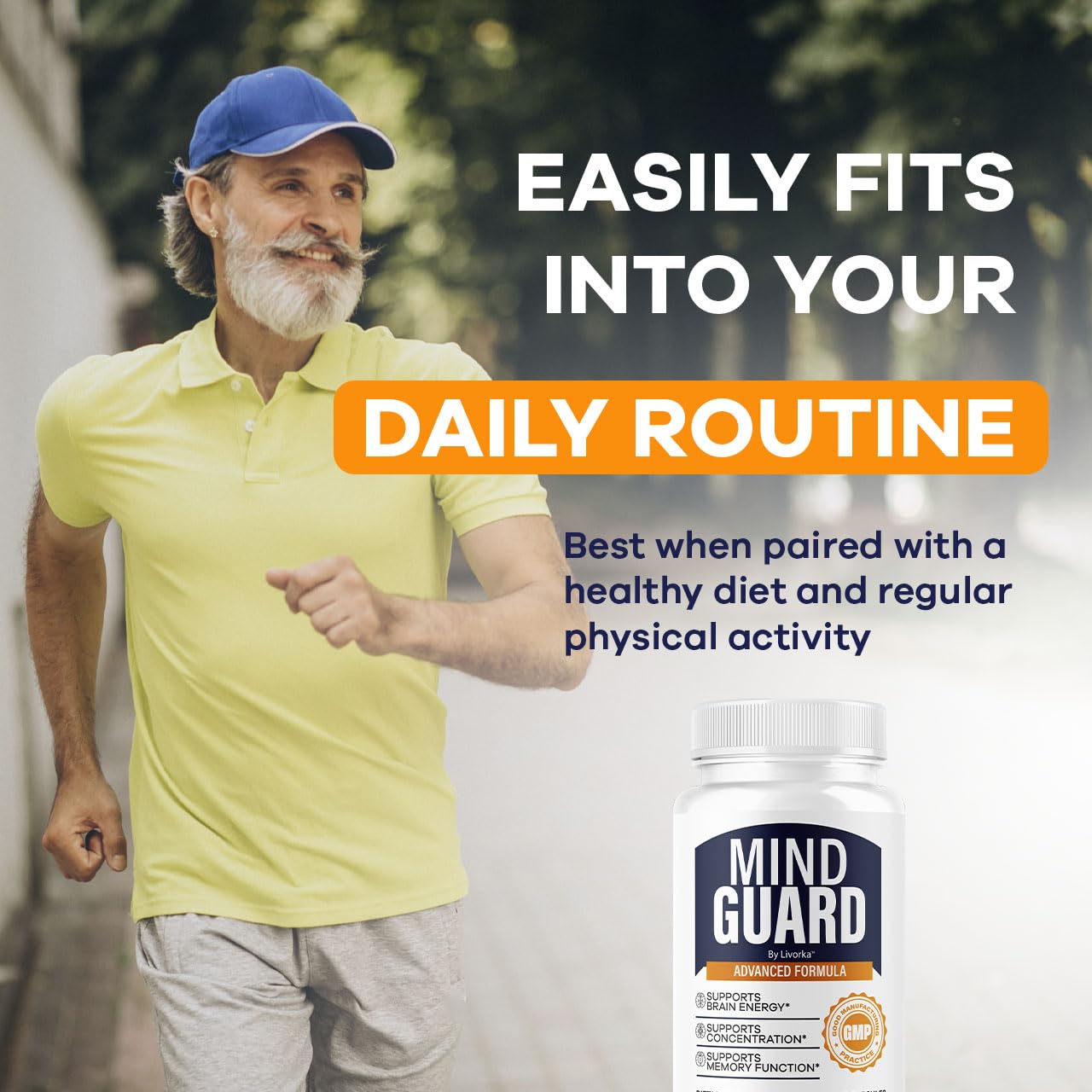 LIVORKA Mind Guard 3-month supply spread emphasizes long-term routine.