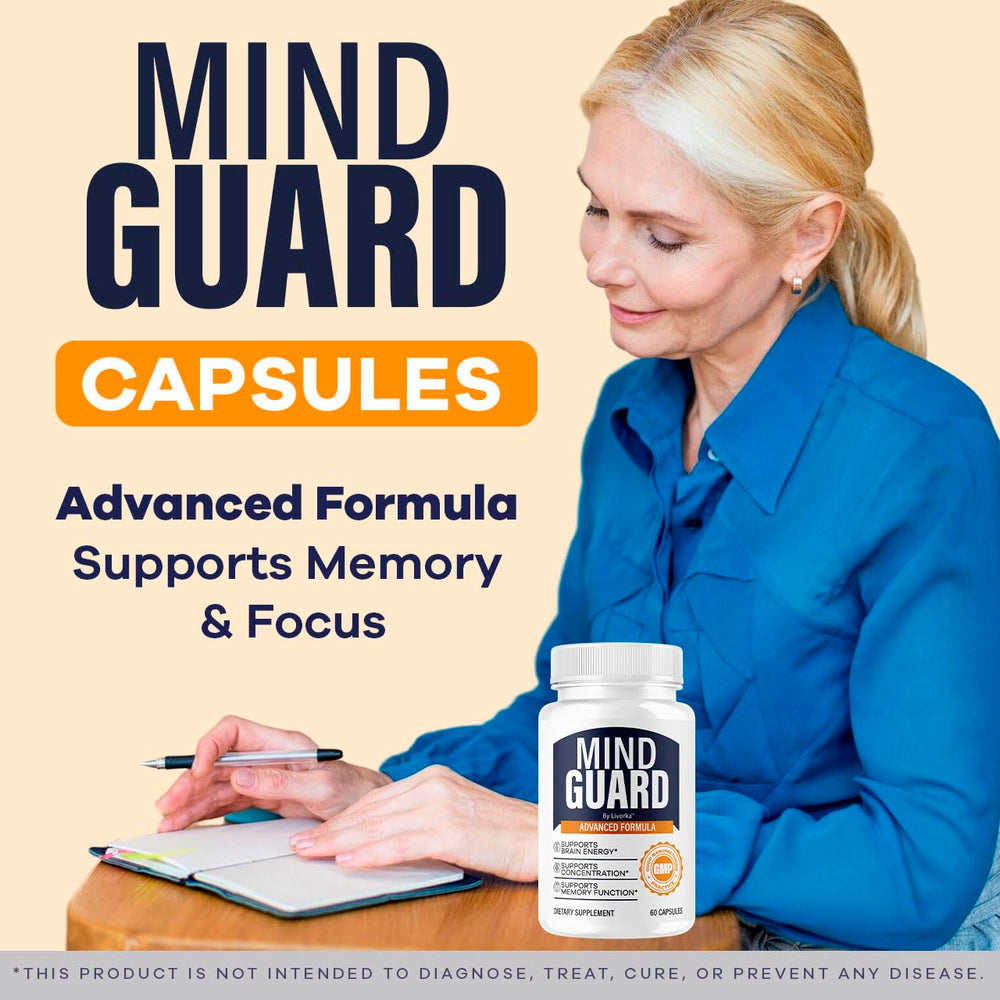 LIVORKA Mind Guard capsules close-up showing easy-to-swallow softgels.