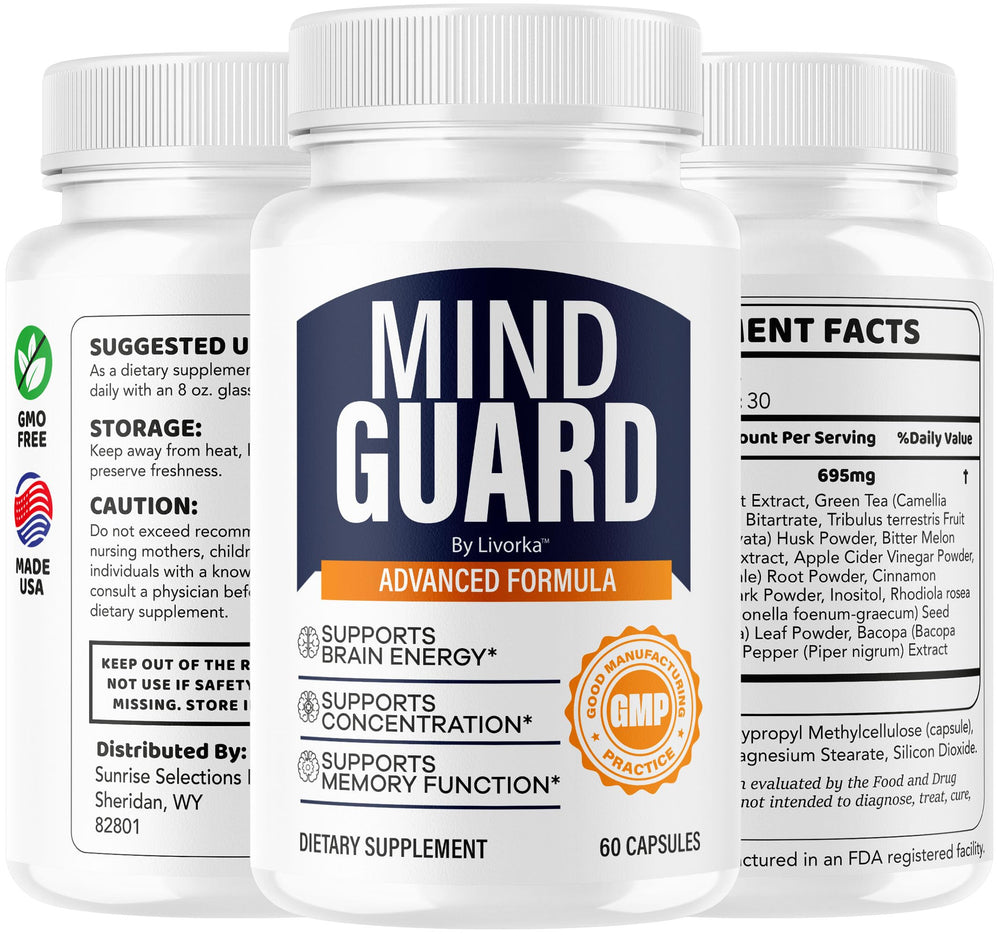 LIVORKA Mind Guard usage chart visual showing daily routine benefits.