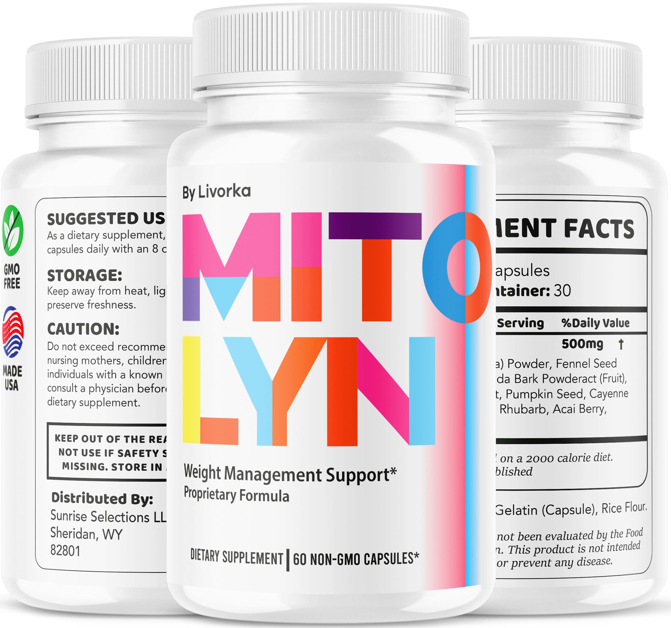 LIVORKA Mitolyn 60-count box highlighting value for daily use.