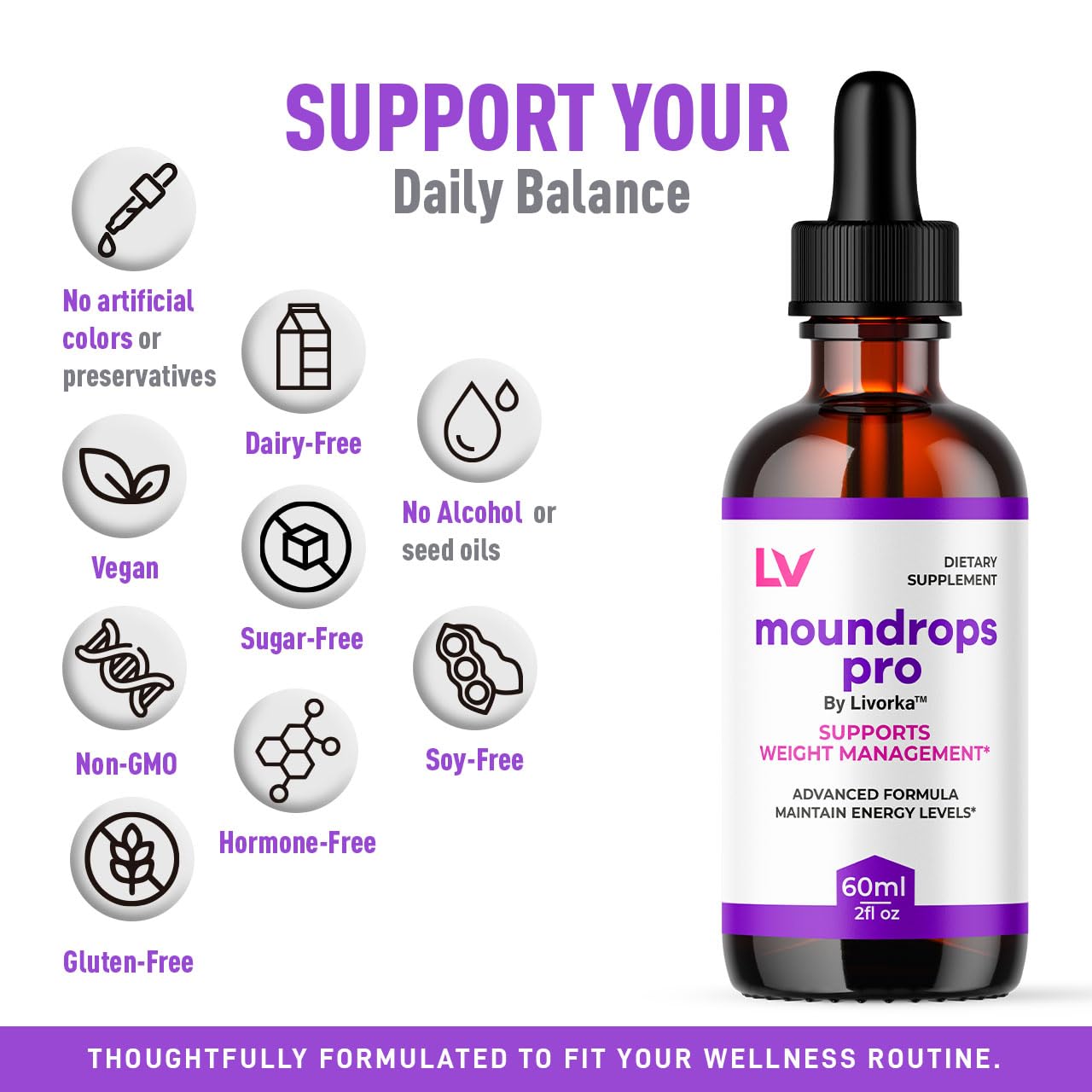 LIVORKA Moundrops Pro natural formula—premium ingredients for daily use.