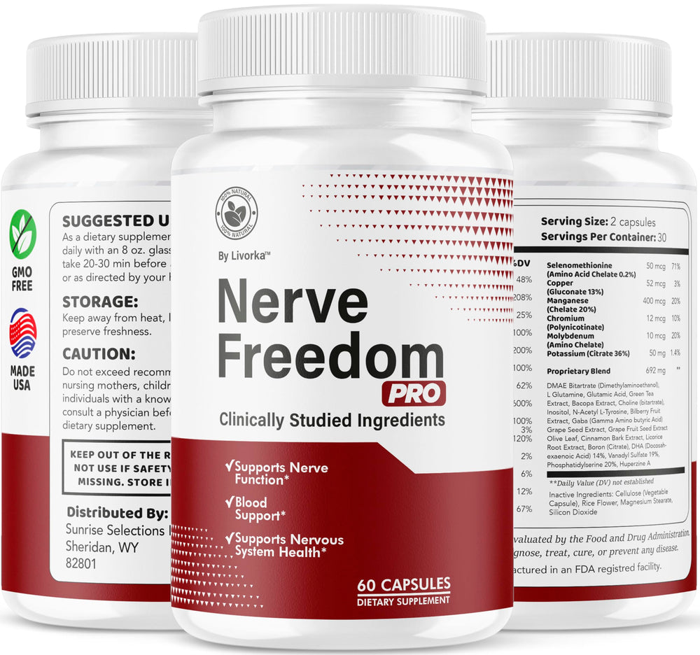 Product box and label of Livorka Nerve Freedom Pro for nerve health support
