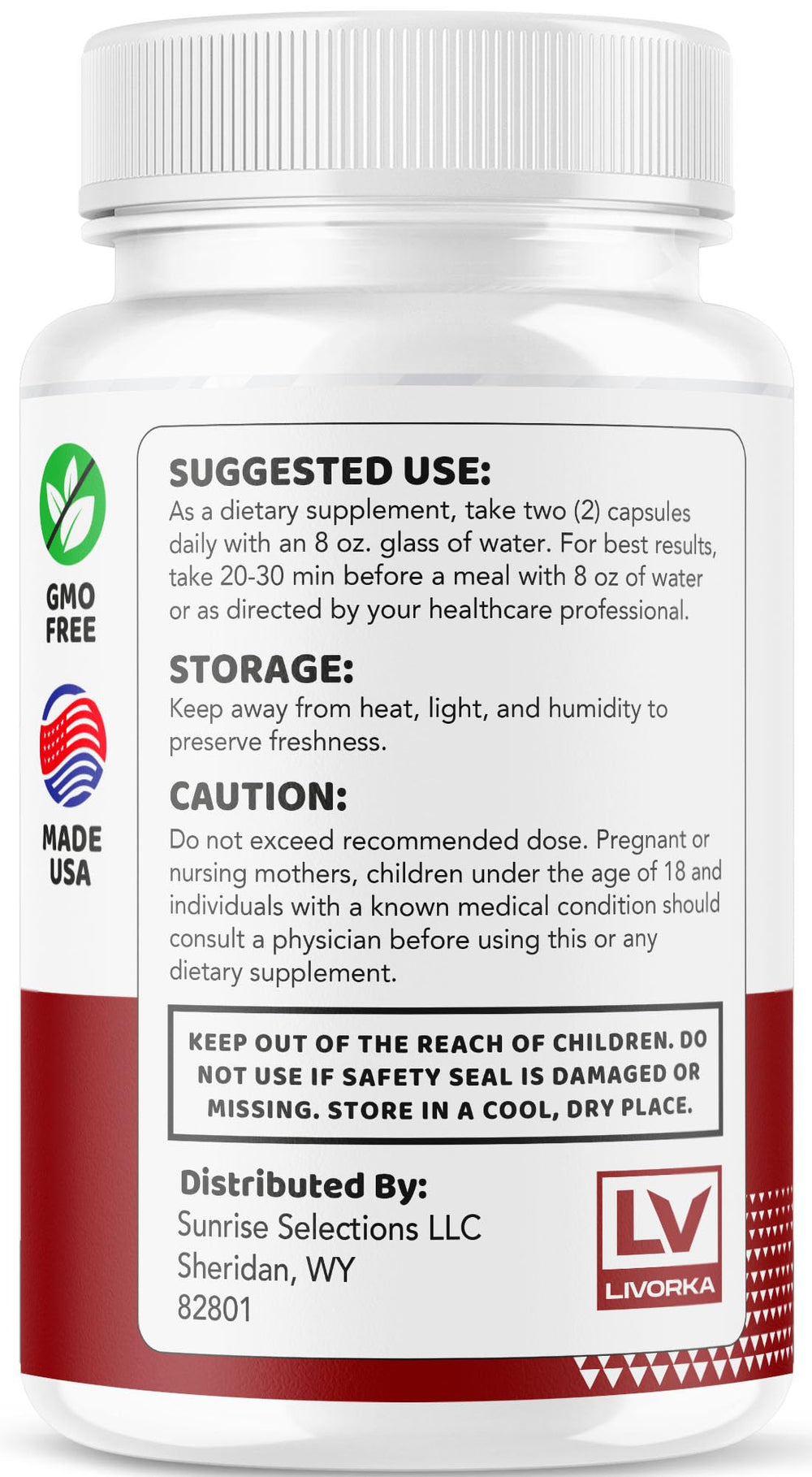 Ingredient panel on the Livorka Nerve Freedom Pro bottle