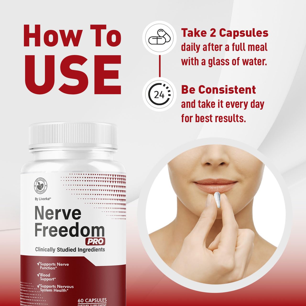 Nerve Freedom Pro 180 capsules packaging for a three-month supply
