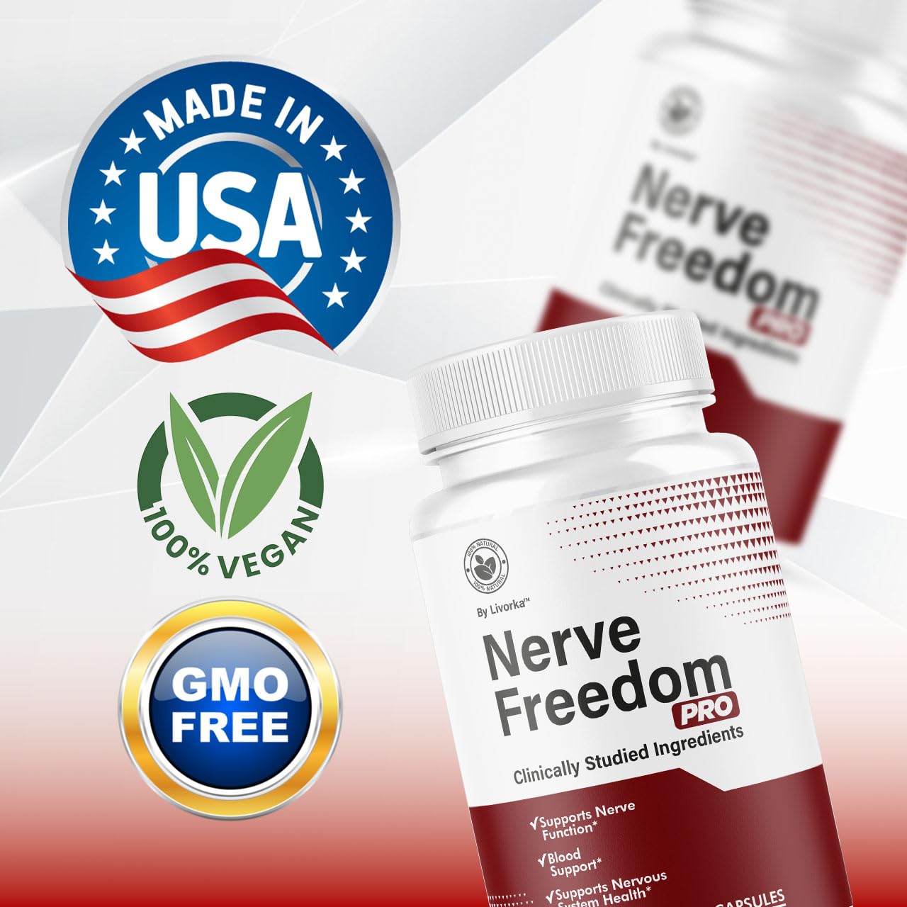 Pouring Nerve Freedom Pro capsules from the bottle into the hand