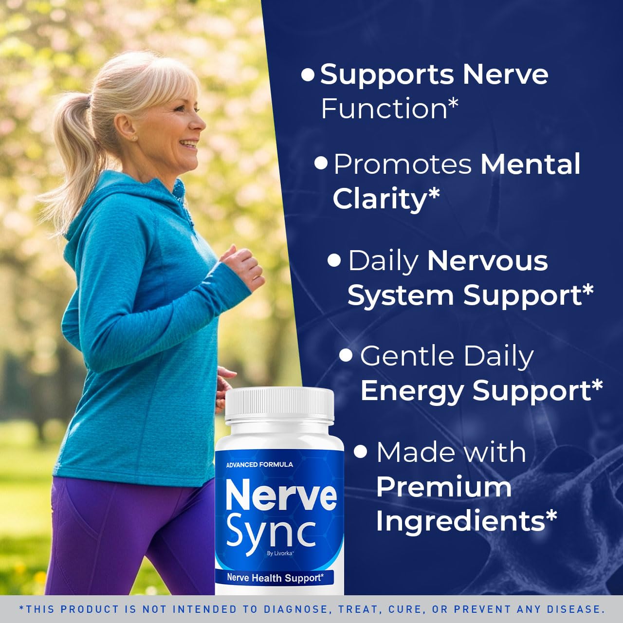LIVORKA Nerve Sync capsules closeup showing smooth, easy-to-swallow capsules