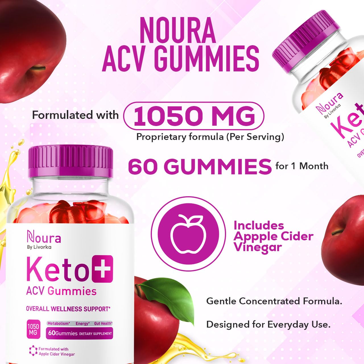 LIVORKA Neuro Keto Gummies tub label highlighting focus support.