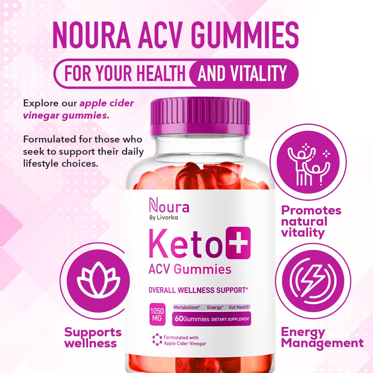 LIVORKA Noura Keto Gummies tub for tasty daily snacking.