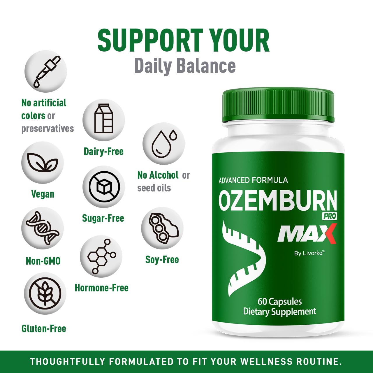 LIVORKA Ozemburn Max label close-up ensures ingredient transparency