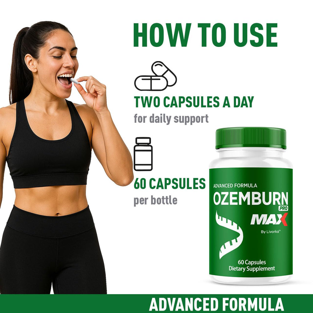 LIVORKA Ozemburn Max pack-front showing 60-count bottle for daily routine