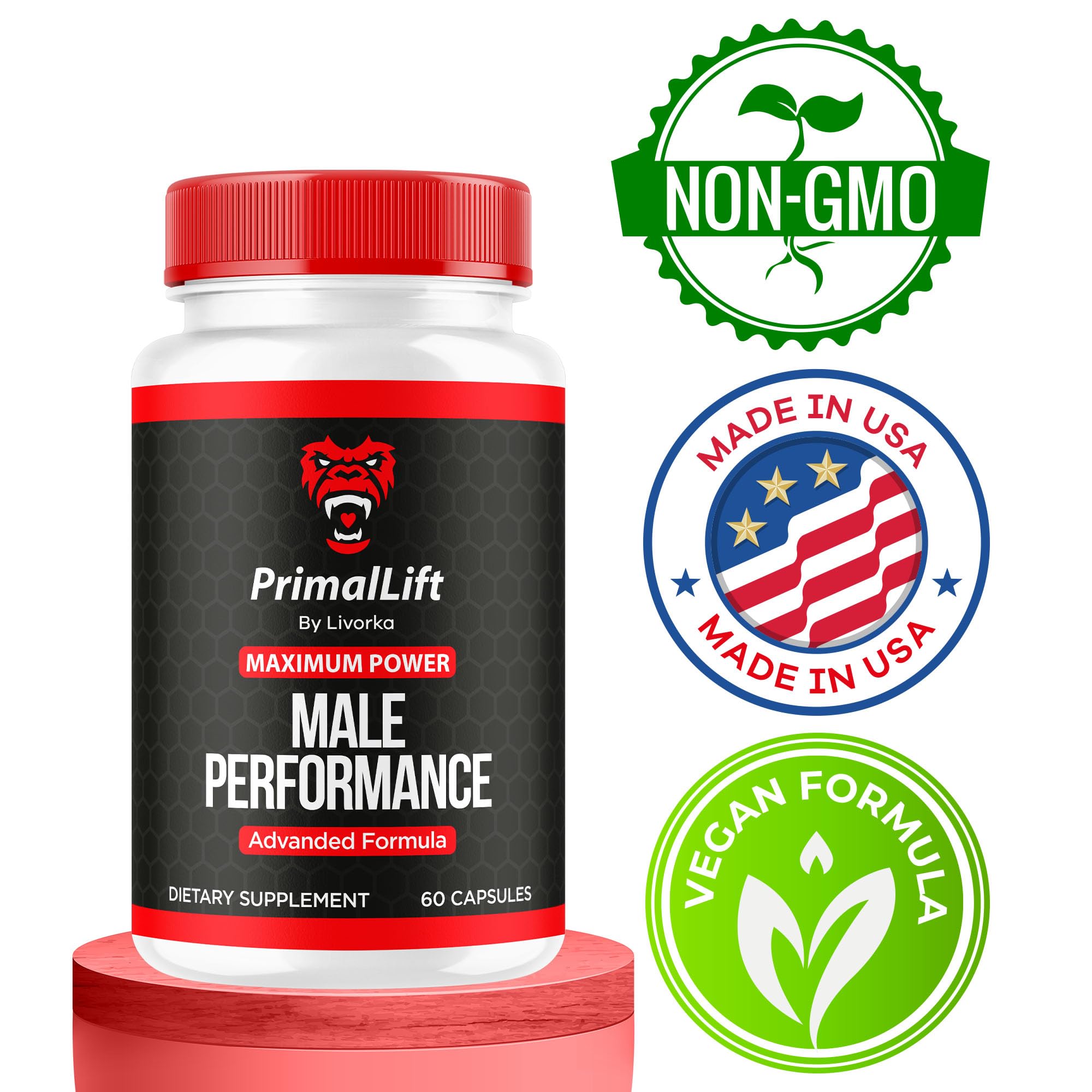 LIVORKA Primal Lift supplement scoop beside bottle for precise dosing.