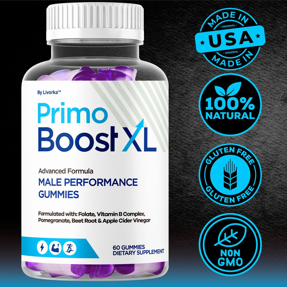 Pour shot of LIVORKA Primo Boost XL gummies.