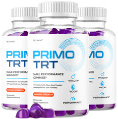 LIVORKA Primo TRT Gummies bottle shows convenient daily energy support.