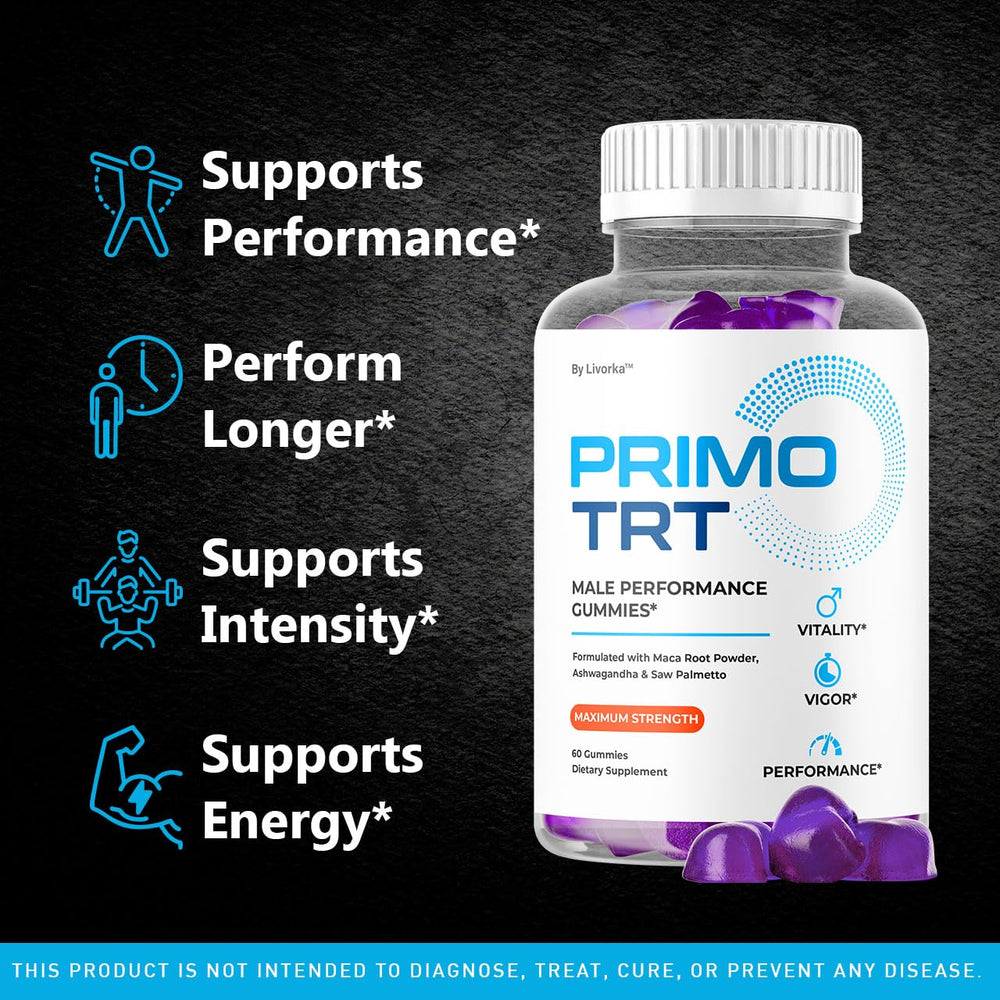 Pouring LIVORKA Primo TRT Gummies demonstrates easy daily intake.