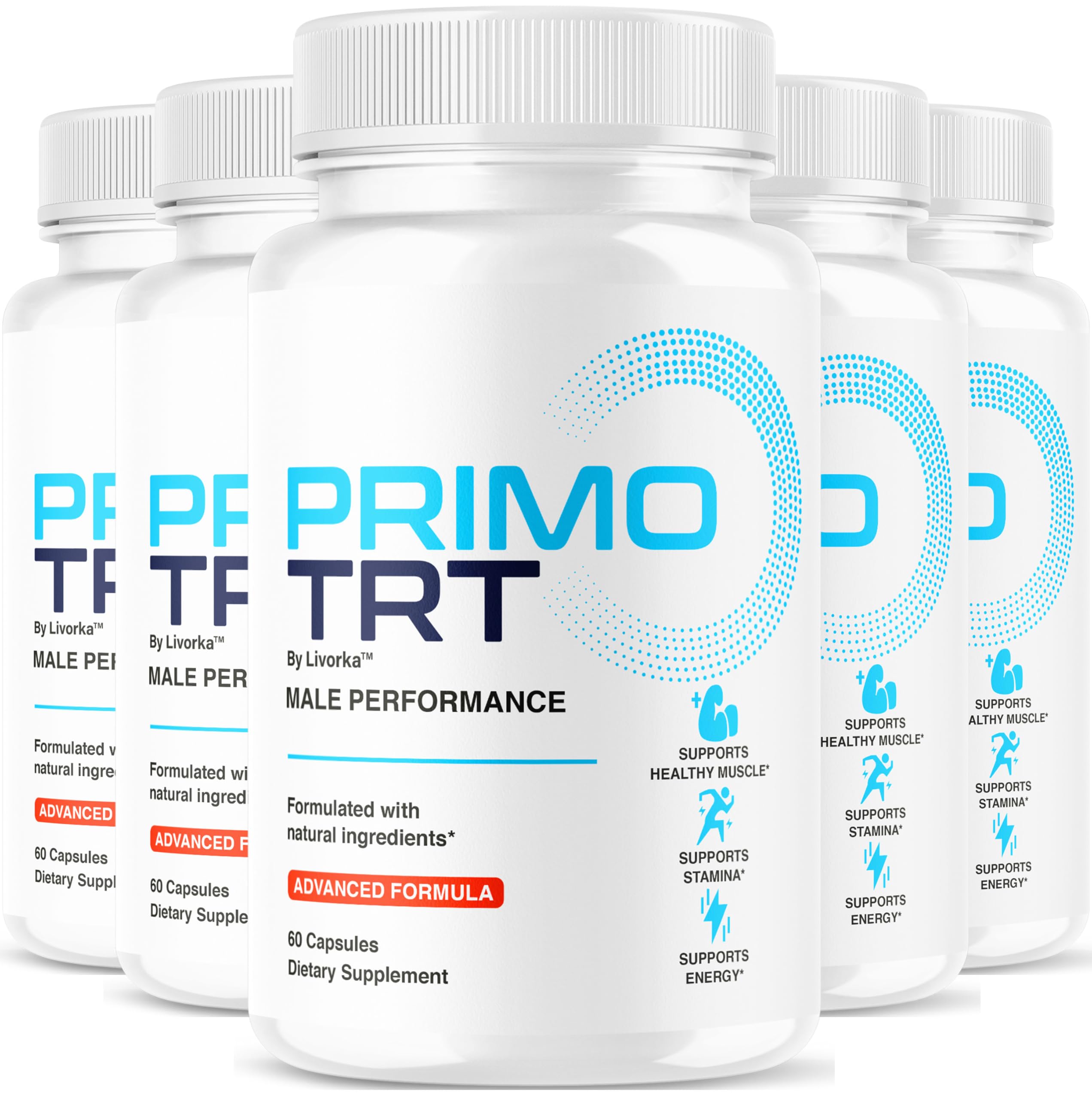 LIVORKA Primo TRT pills bottle front for daily energy support and wellness.
