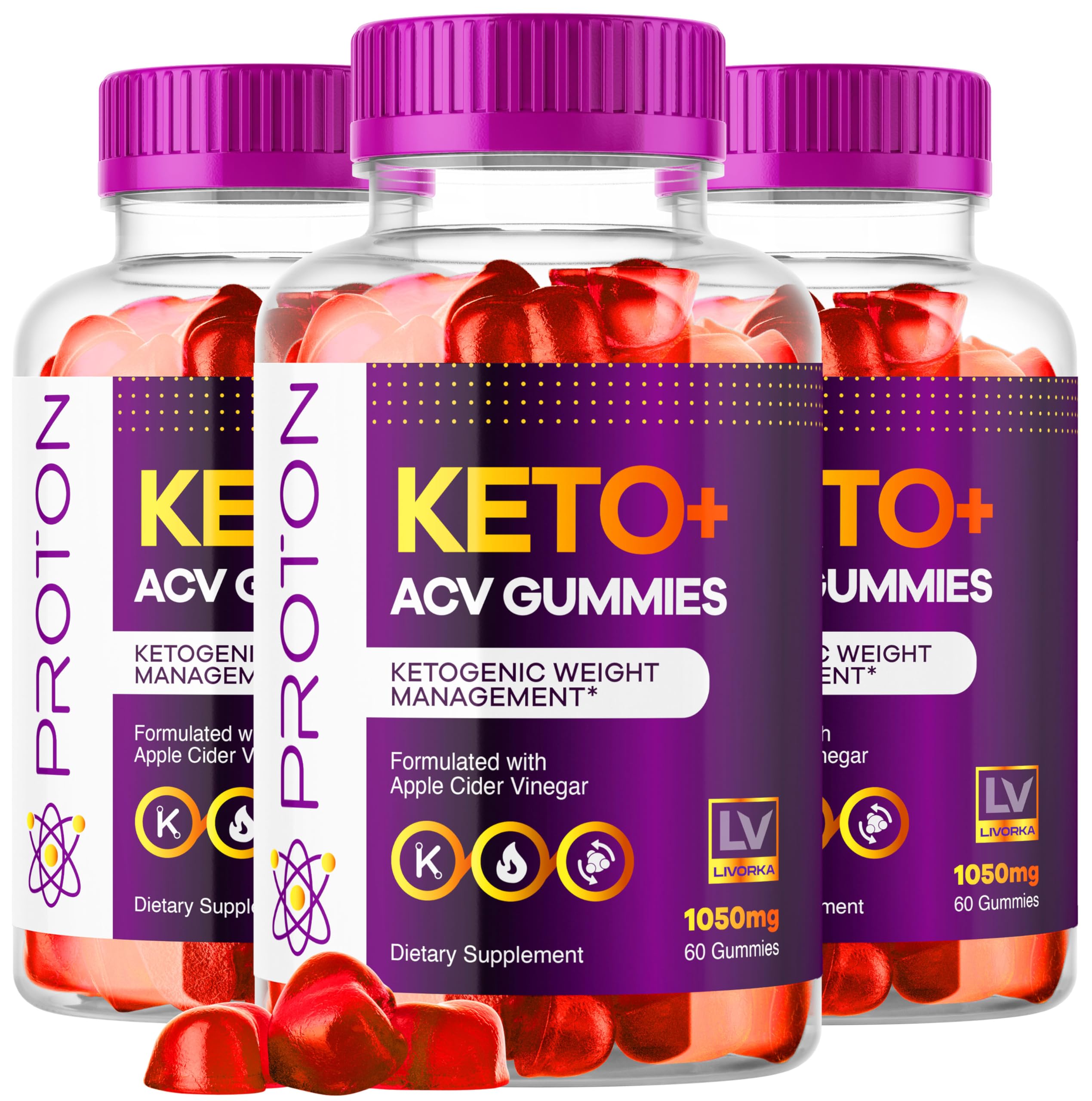 LIVORKA Proton Keto ACV Gummies pack front view, ideal for on-the-go keto support