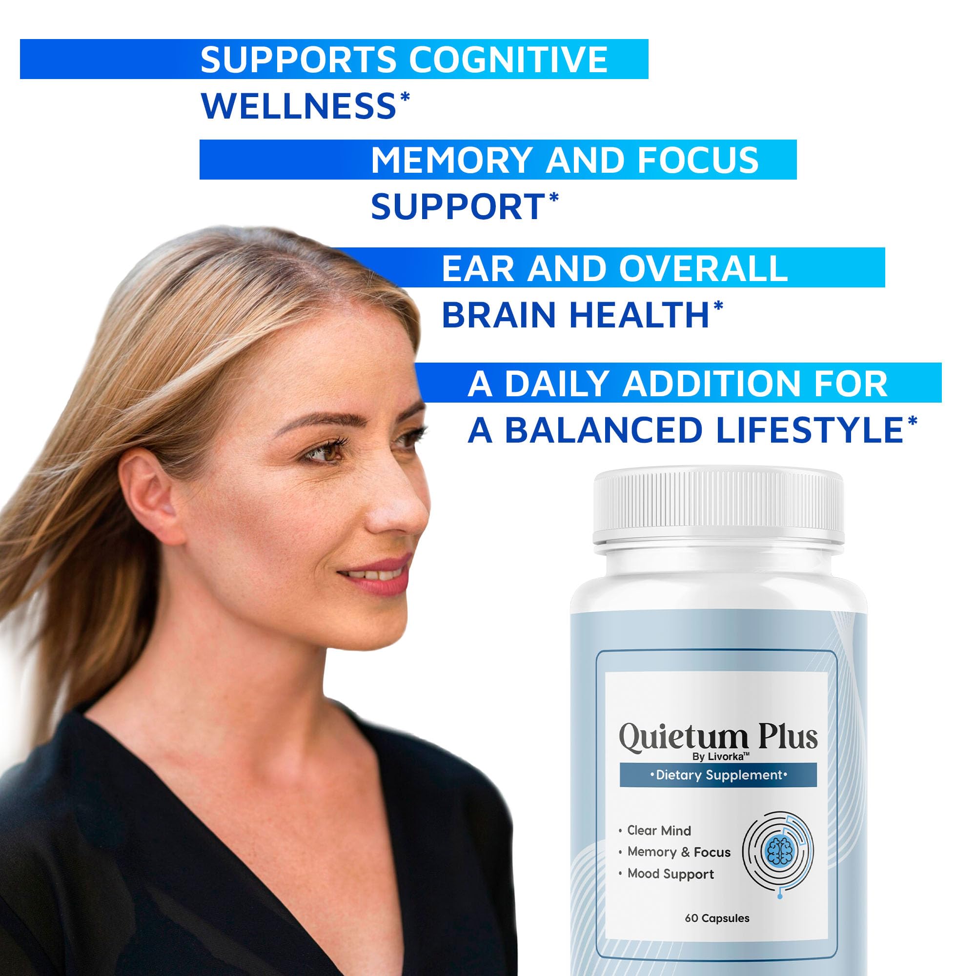 Close-up of LIVORKA Quietum Plus capsules for convenient daily usage