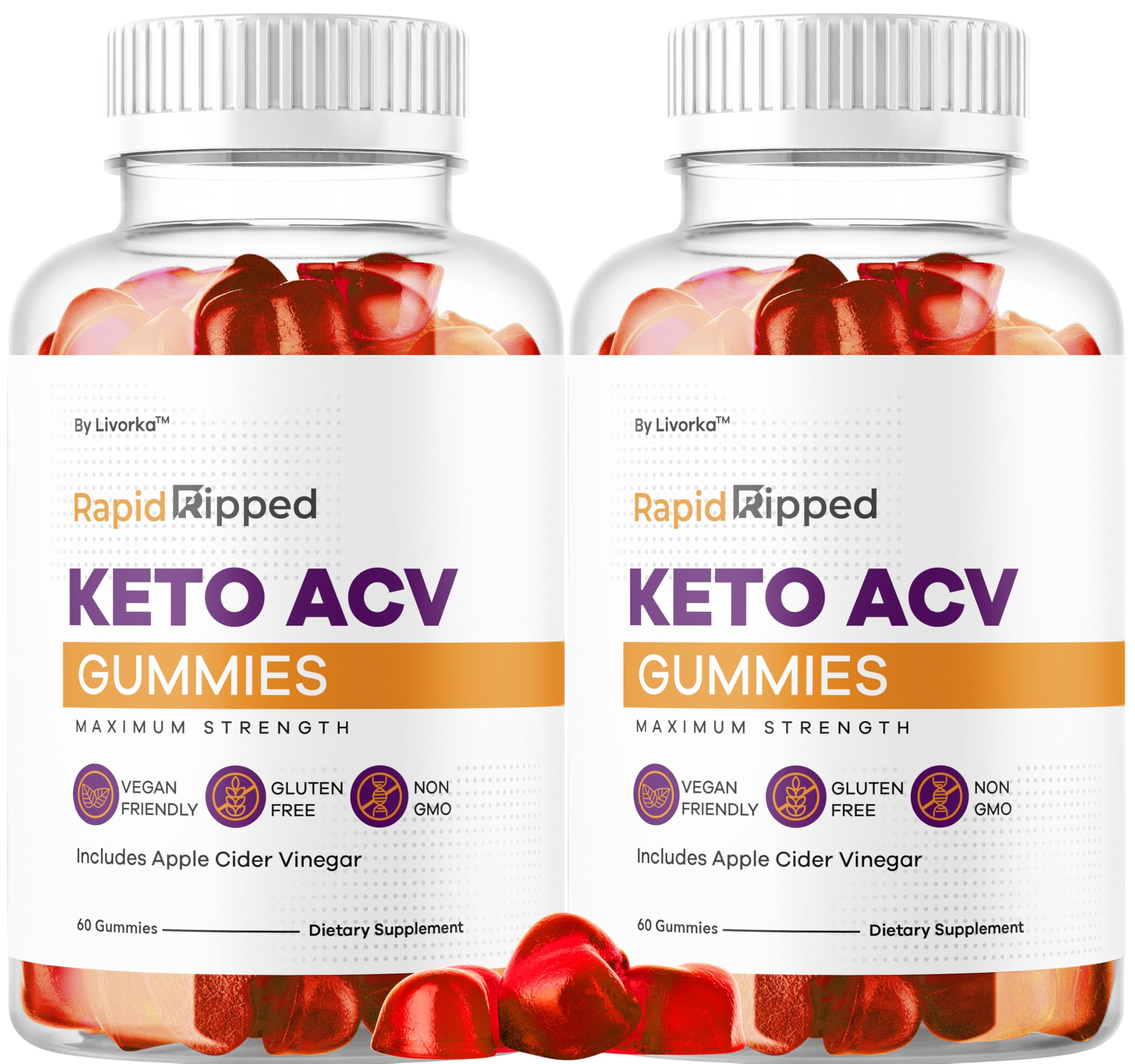 LIVORKA Rapid Ripped Keto ACV Gummies bottle front for keto lifestyle support.
