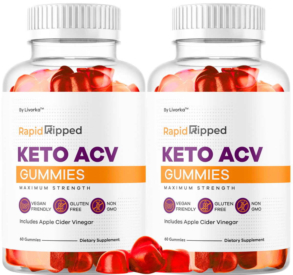 LIVORKA Rapid Ripped Keto ACV Gummies bottle front for keto lifestyle support.