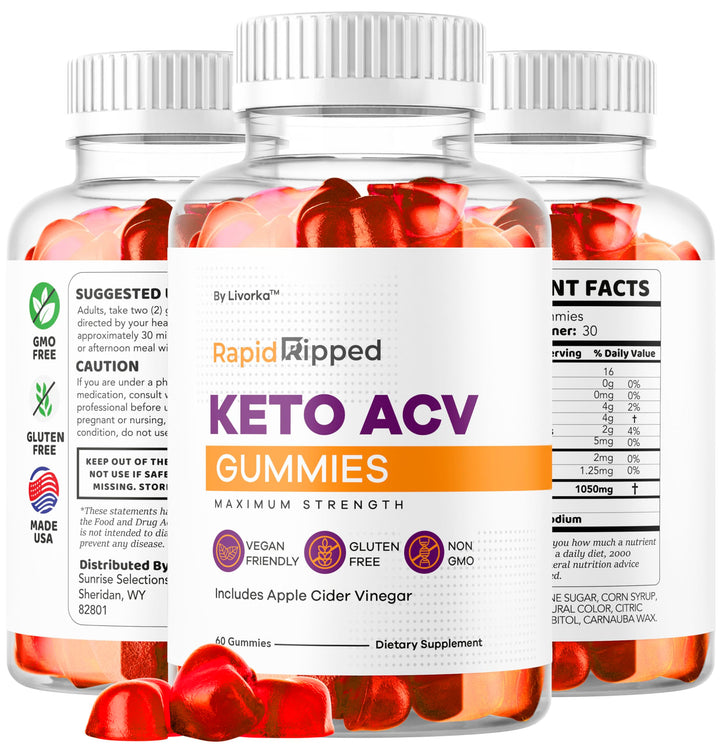 LIVORKA Rapid Ripped gummies on countertop, a tasty keto-friendly treat.