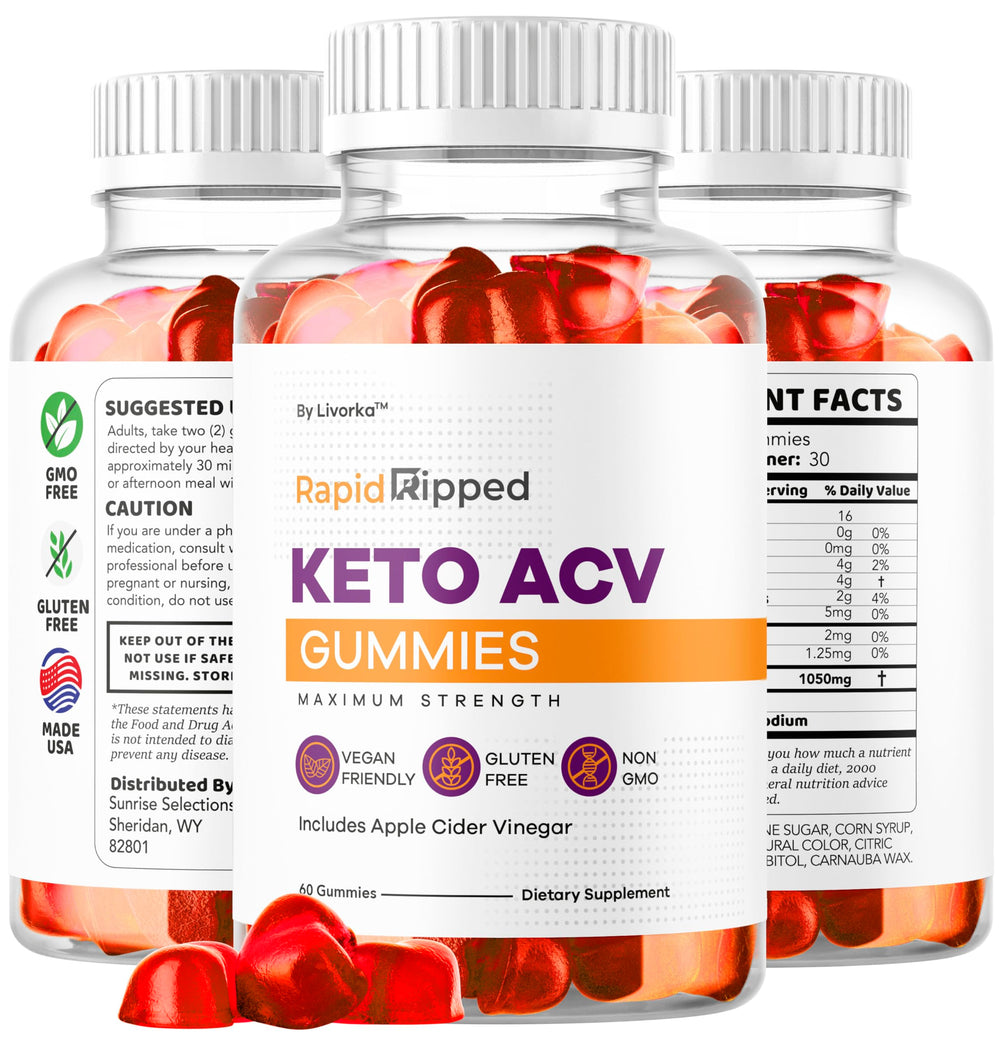 LIVORKA Rapid Ripped gummies on countertop, a tasty keto-friendly treat.