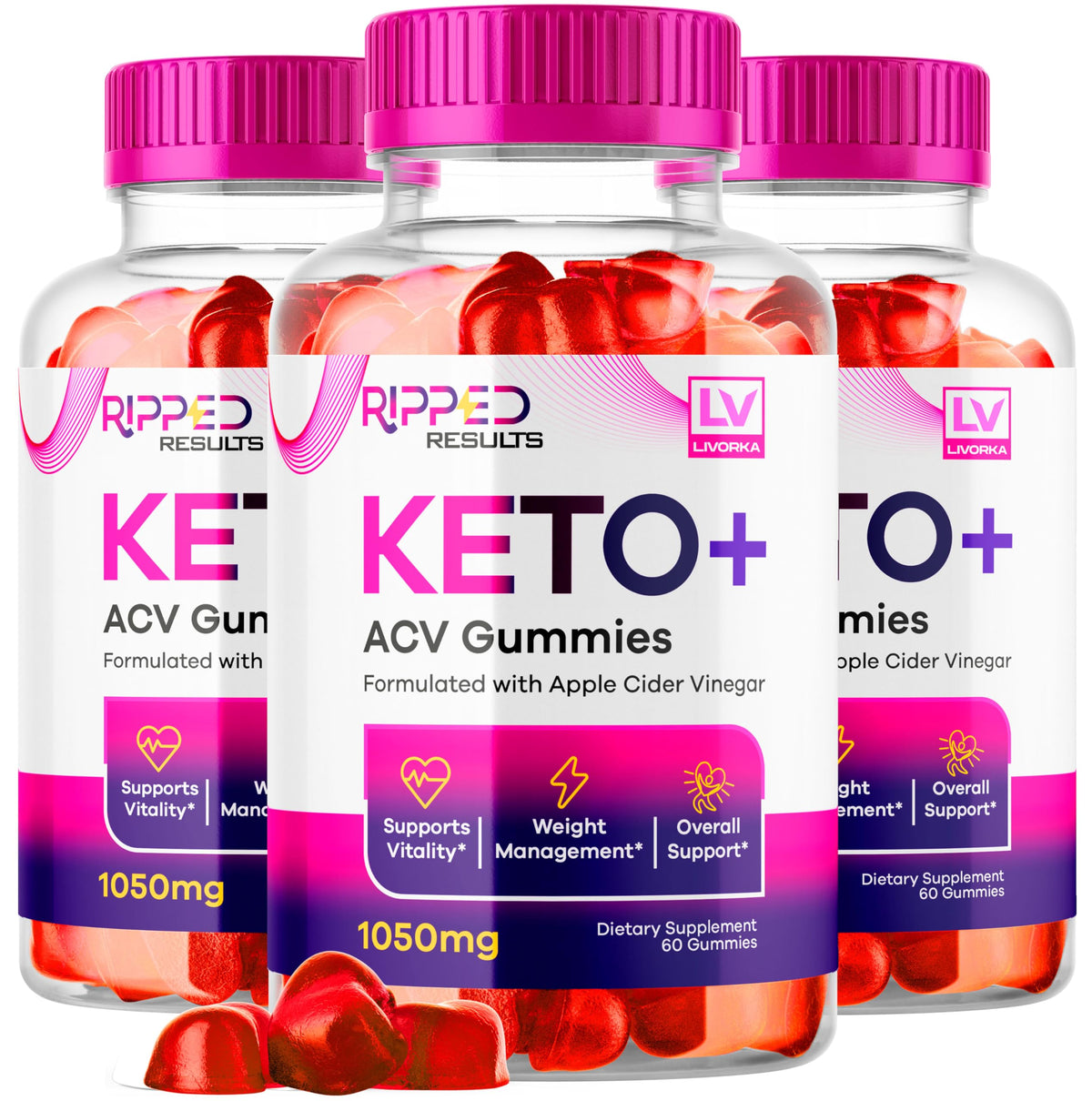 LIVORKA Ripped Results Keto Plus Gummies bottle front for daily energy support