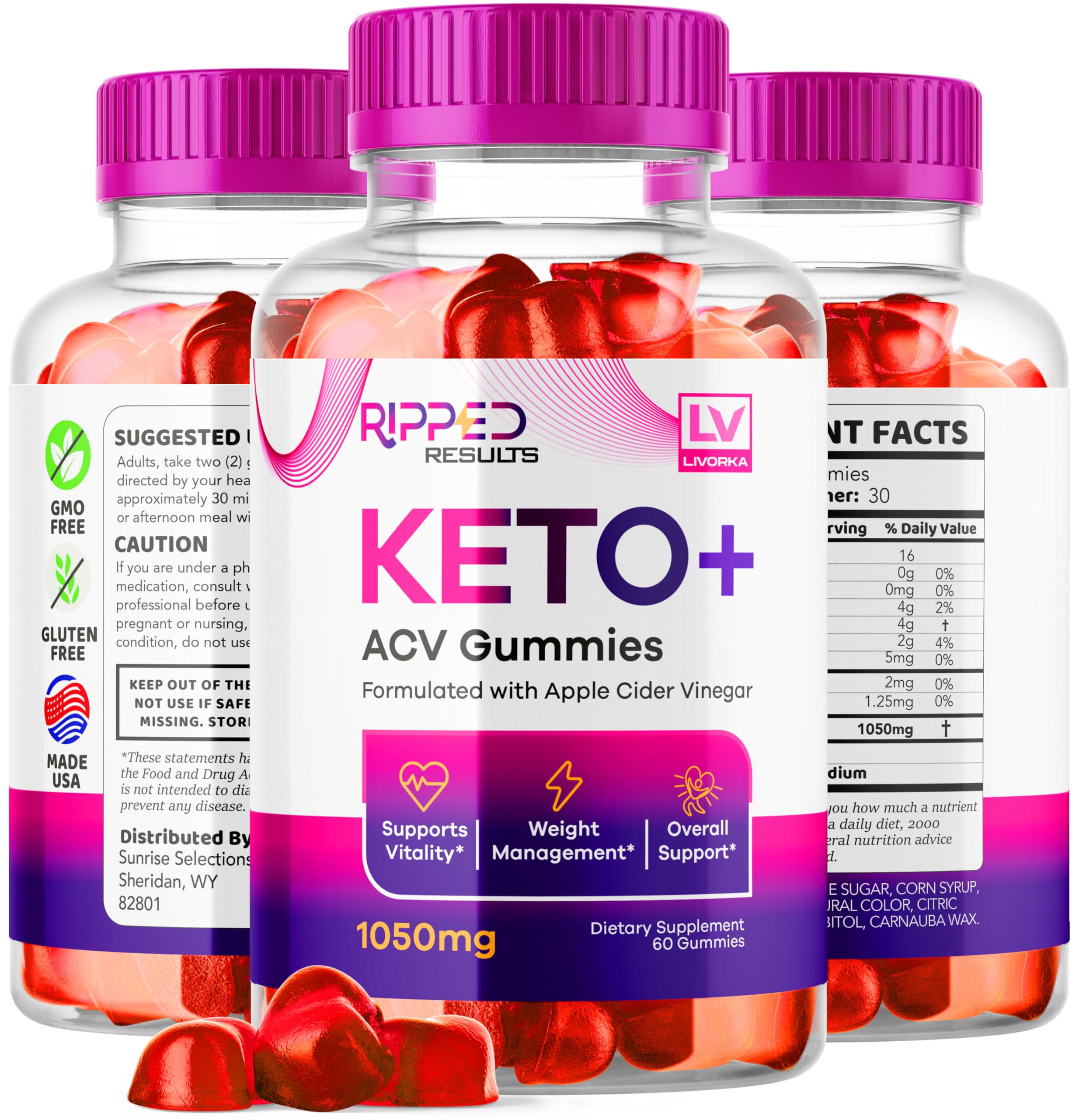 LIVORKA Ripped Results Keto Plus Gummies ingredients close-up