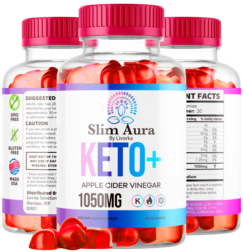 LIVORKA Slim Aura Keto Gummies jar side view for home display.