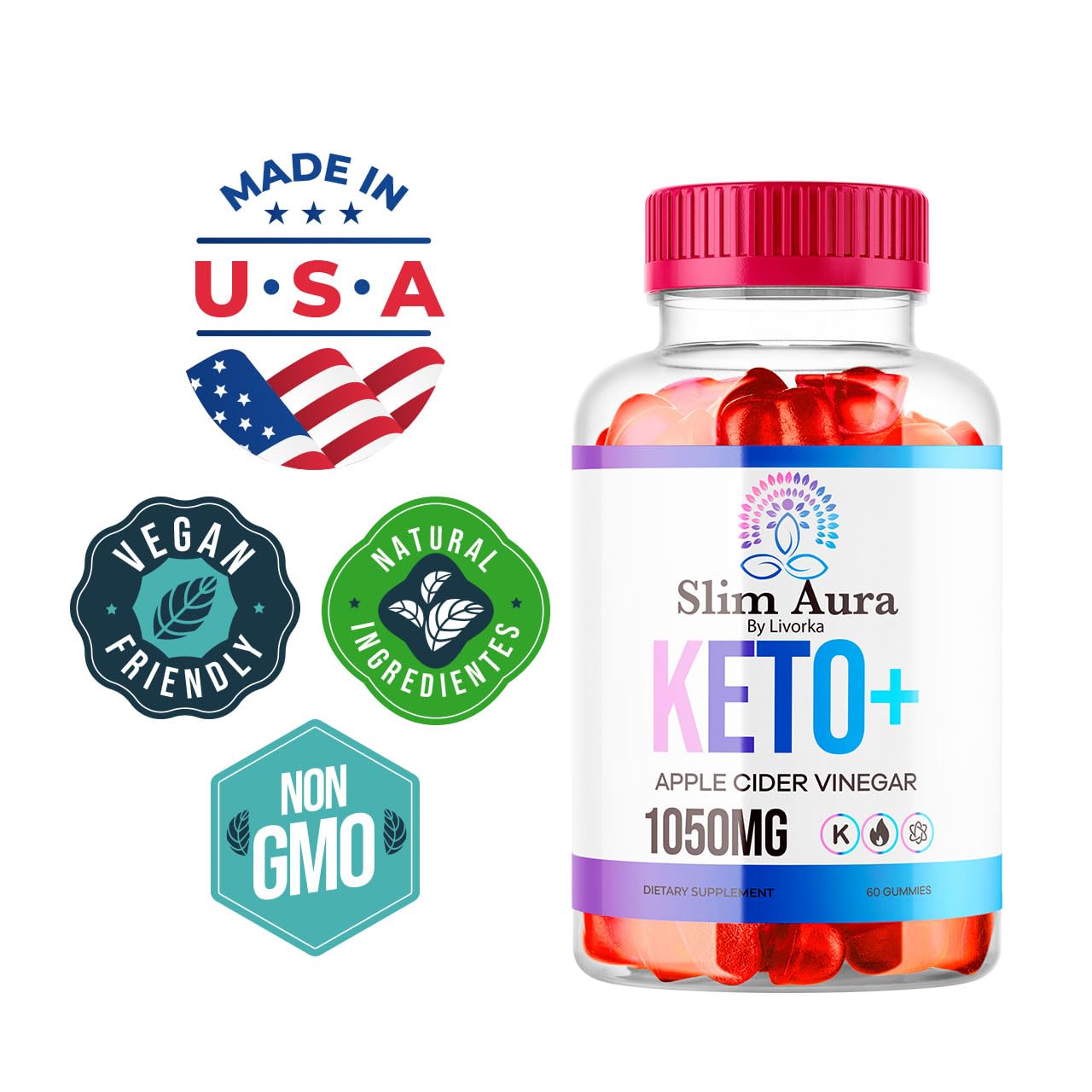 LIVORKA Slim Aura Apple Cider Vinegar label emphasizes natural ingredients.