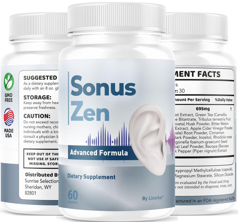 LIVORKA SonusZen Capsules ingredients closeup highlights natural components.