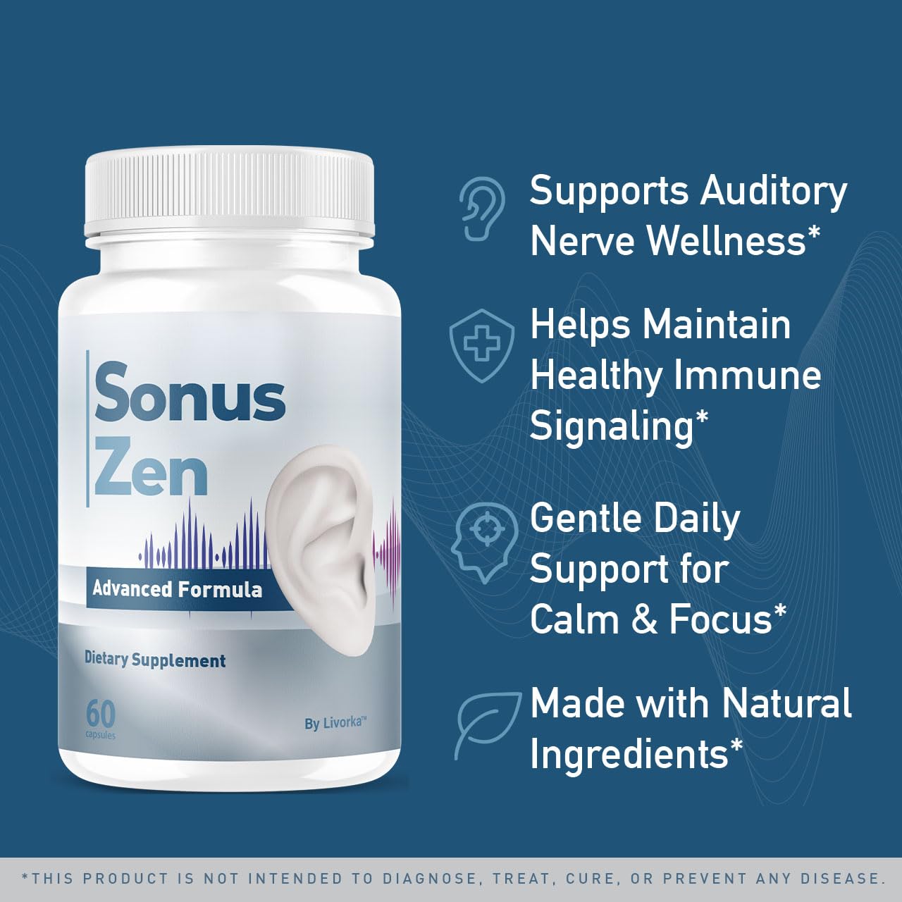 LIVORKA SonusZen Capsules pour showing easy two-capsule daily use.