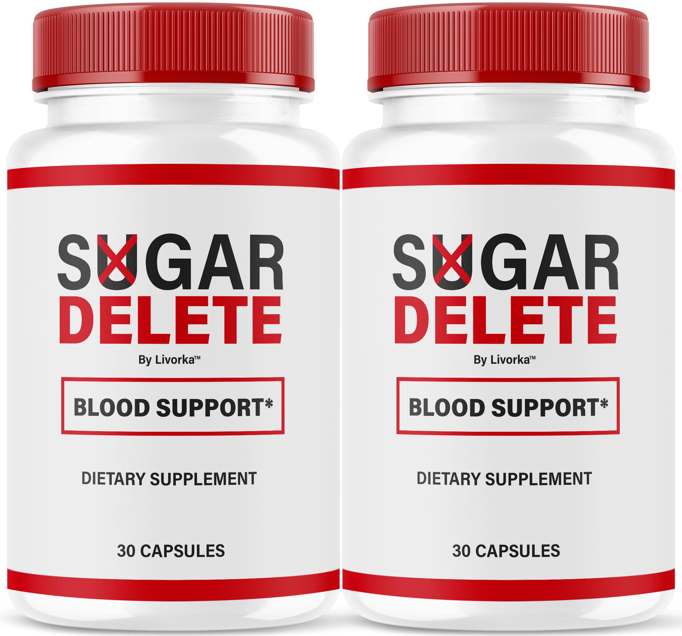 LIVORKA Sugar Delete Capsules bottle front showing premium all-natural supplement for daily balance