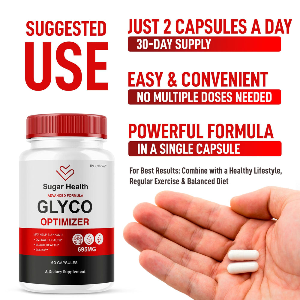 LIVORKA SugarHealth Glyco Optimizer label highlights premium formula.