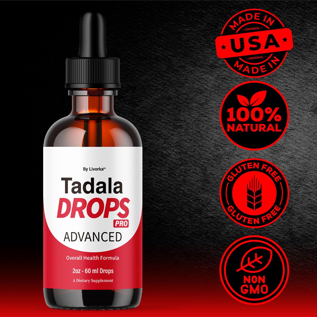 Hero shot of LIVORKA Tadala Drops Pro for daily vitality