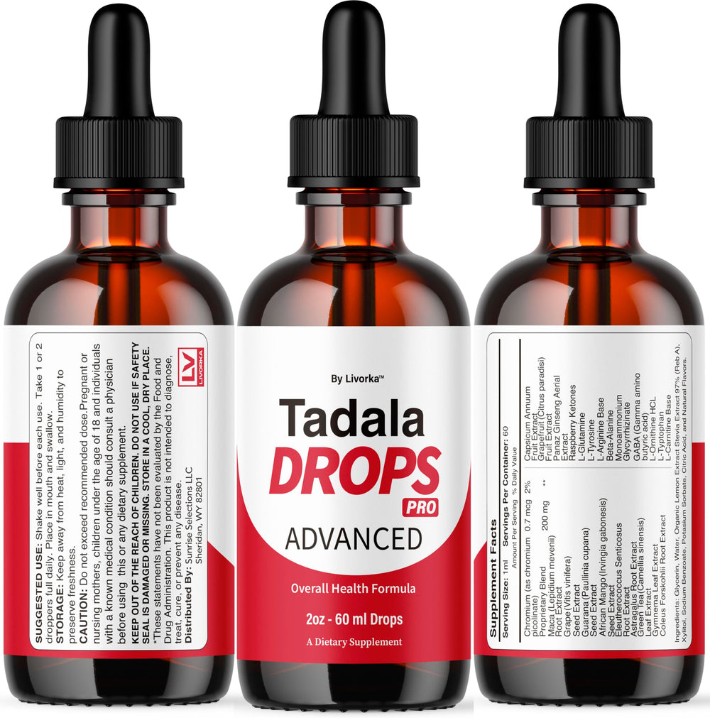 Compact 30ml Tadala Drops Pro bottle ready for travel-friendly daily use