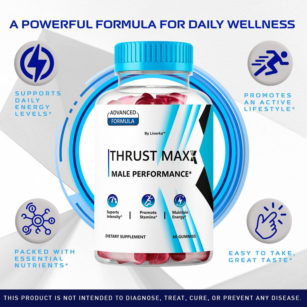 Close-up of LIVORKA Thrust Maxx bottle highlighting chewable format
