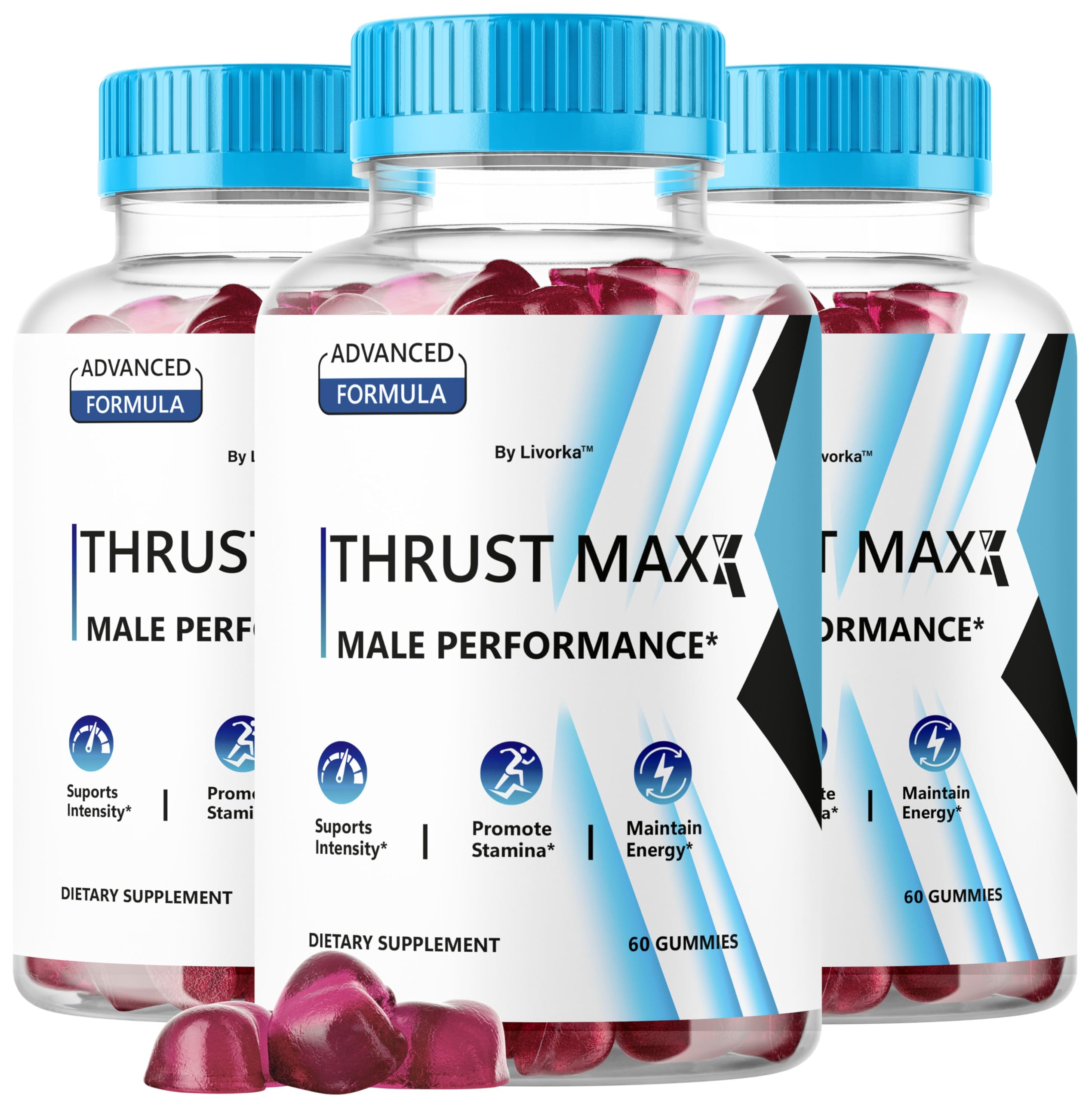 LIVORKA Thrust Maxx Gummies pack front for daily performance support
