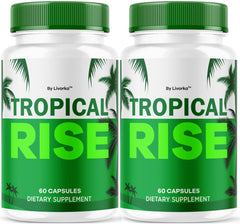 LIVORKA Tropical Rise bottle showing convenient daily energy support for men