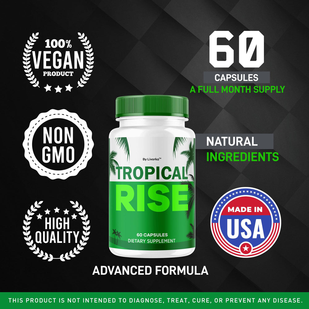 LIVORKA Tropical Rise box packaging emphasizing premium US-made wellness