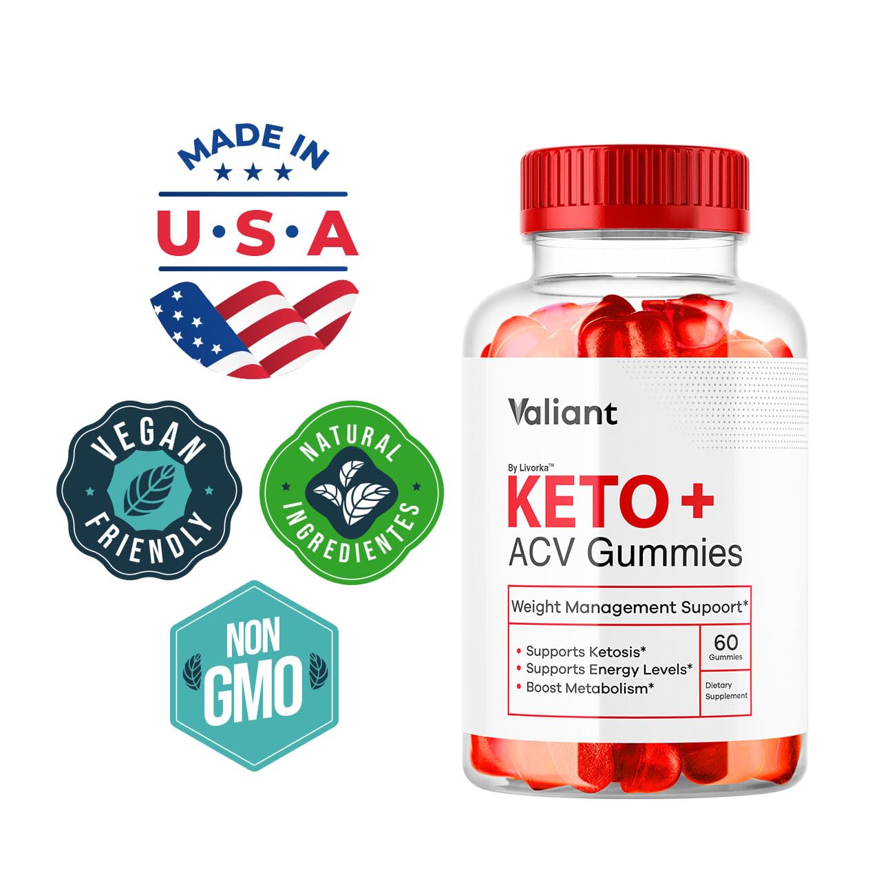 Close-up of Valiant Keto ACV Gummies texture for easy chewing
