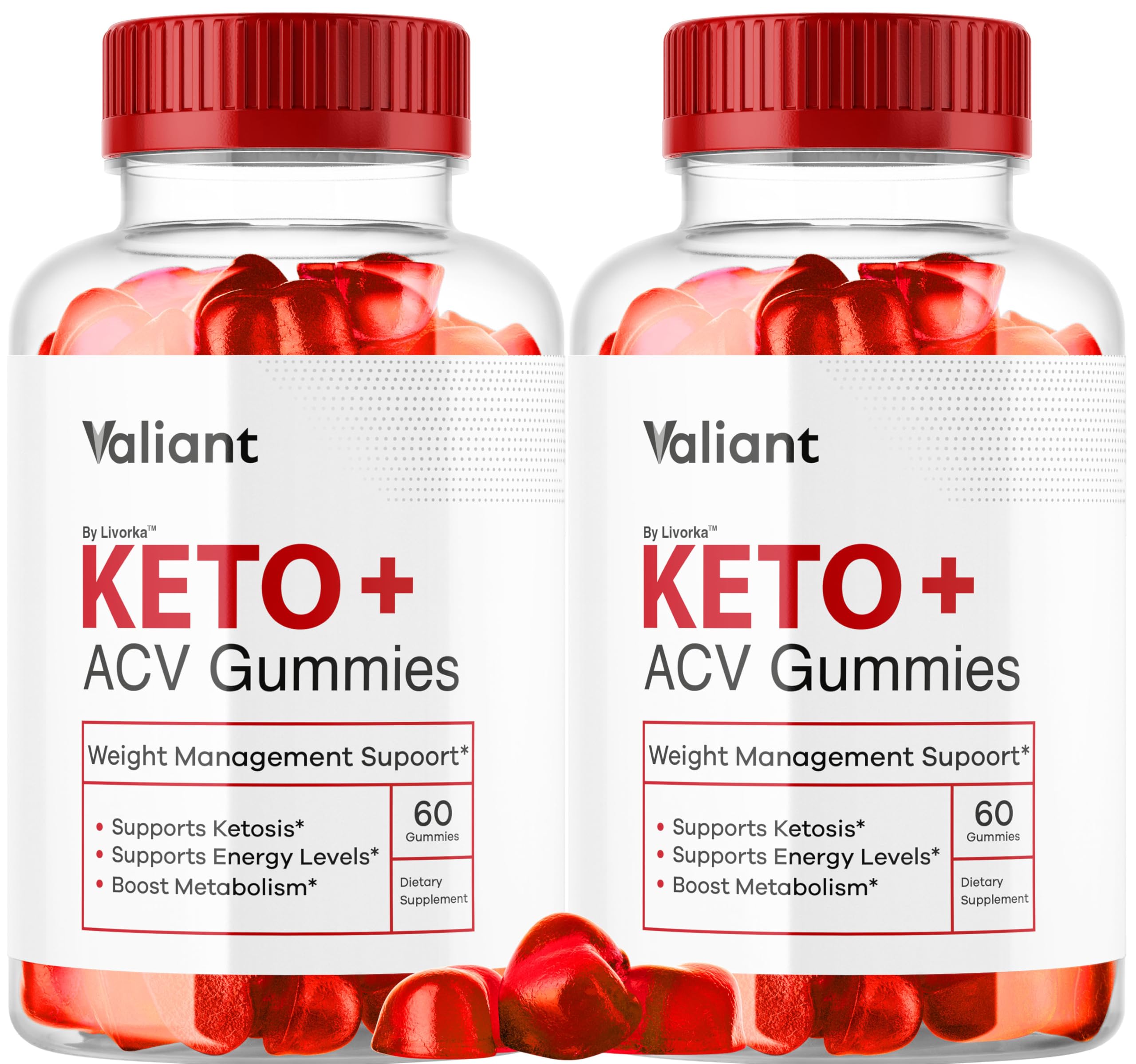 LIVORKA Valiant Keto ACV Gummies pack front displaying value and natural formula.