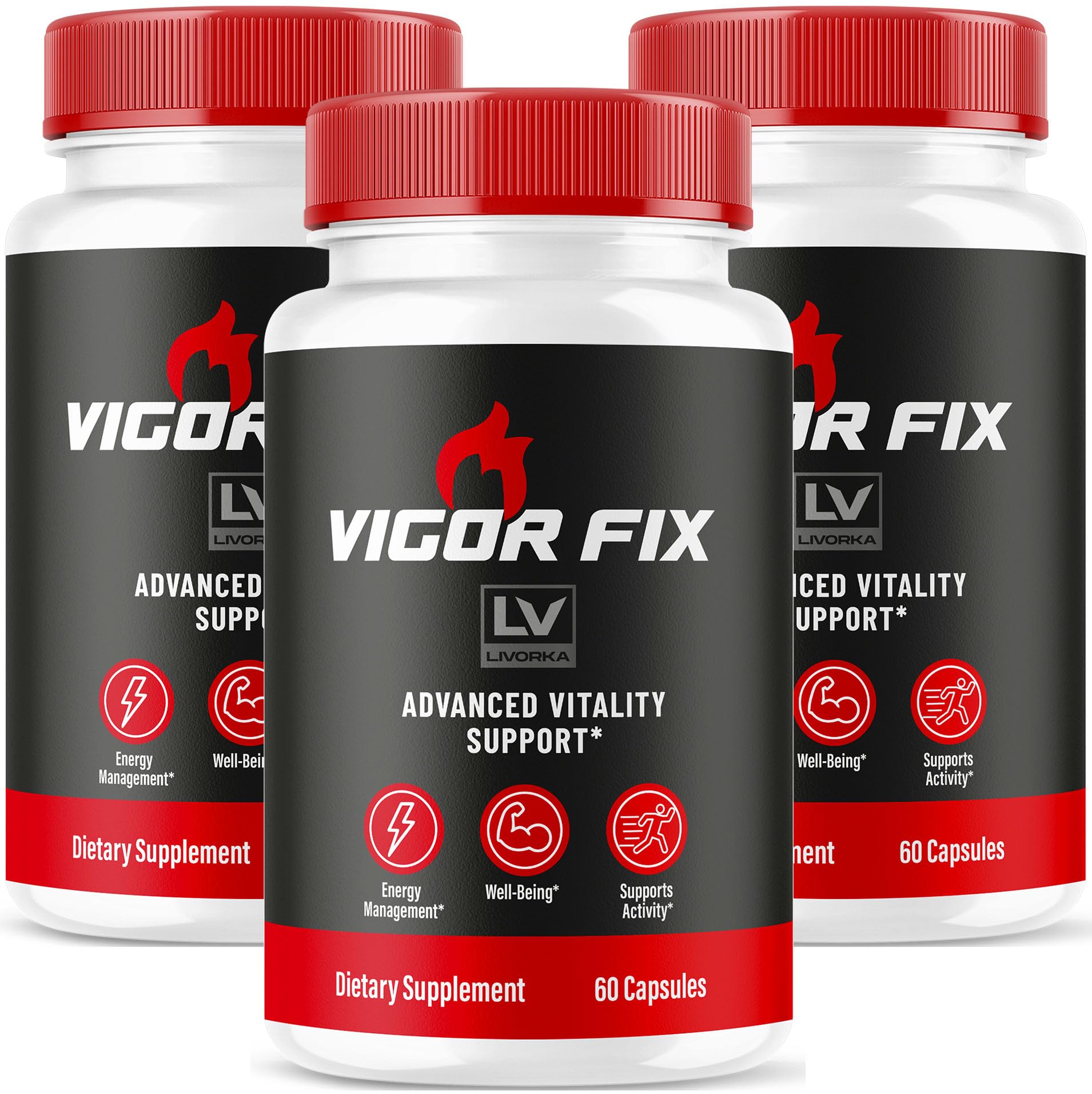 LIVORKA Vigor Fix pills bottle on a clean background for daily vitality.