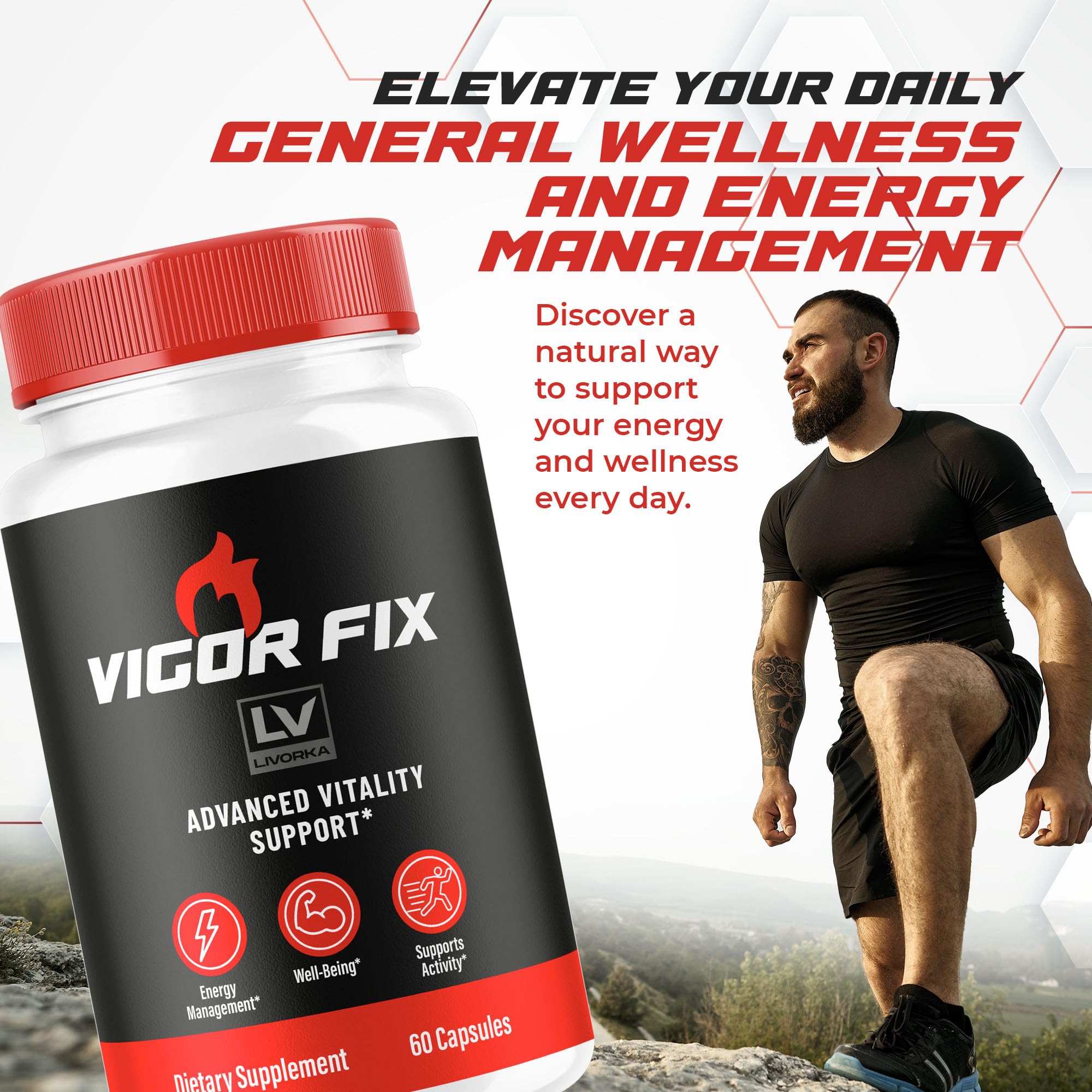 LIVORKA Vigor Fix capsules close-up for easy daily dosing.