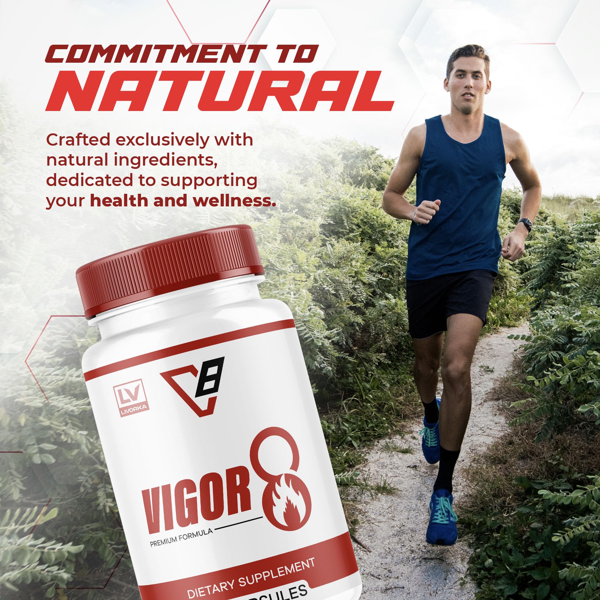 LIVORKA Vigor 8 label detail with dosage guidance for daily use.