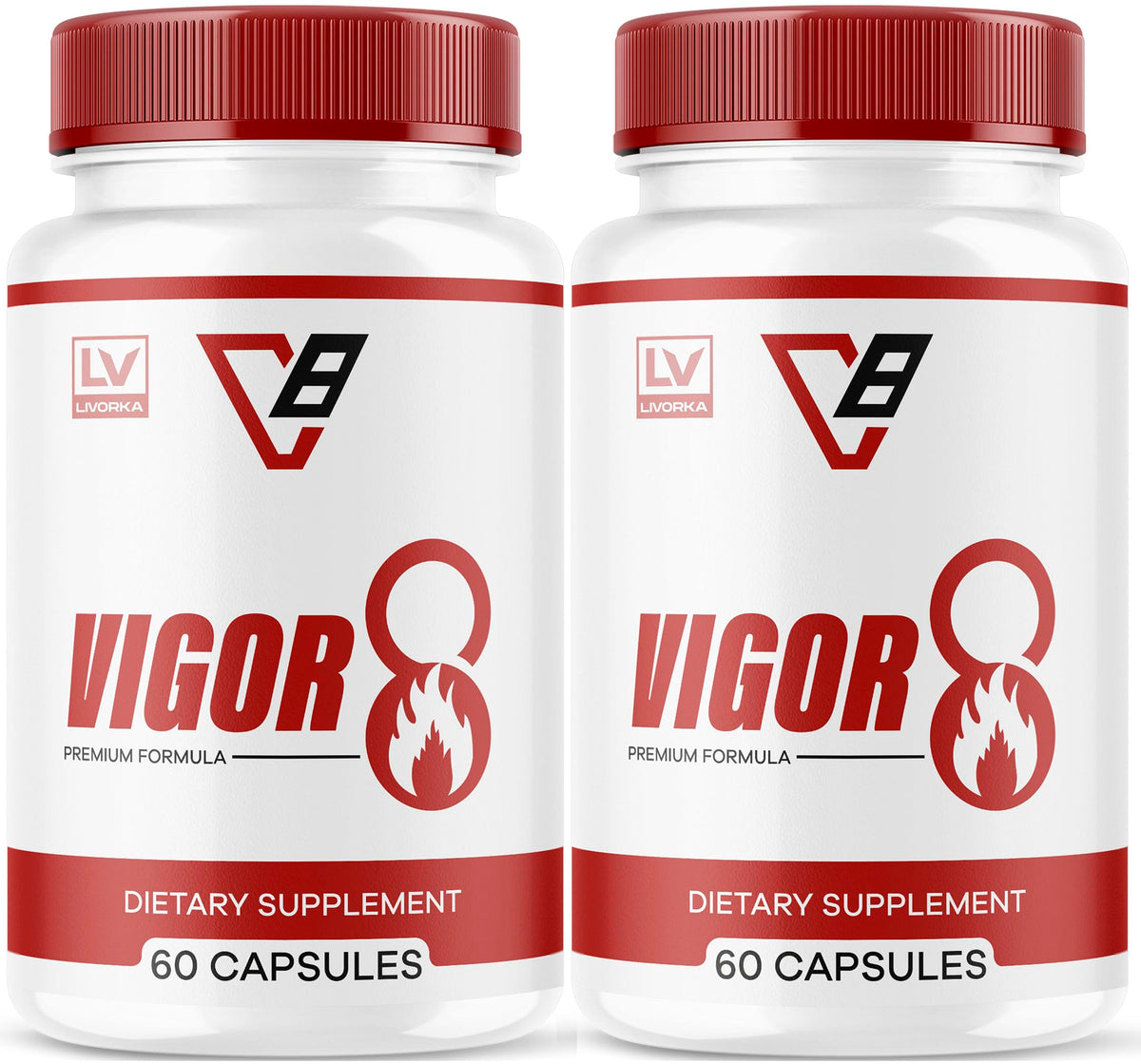 LIVORKA Vigor 8 premium formula bottle front supports a simple daily routine for men.