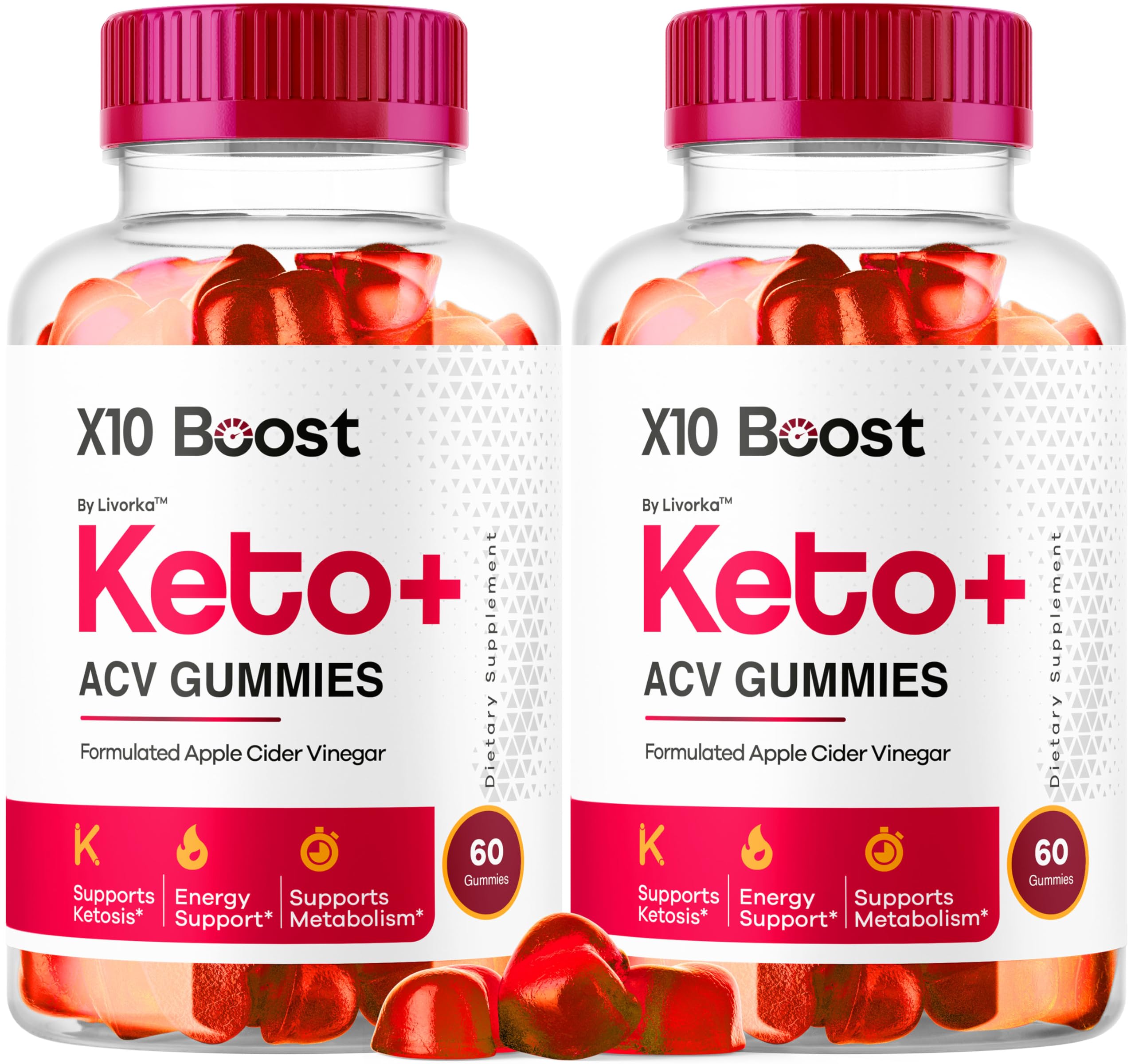 LIVORKA X10 Boost Keto ACV gummies bottle, ideal for daily keto snacking.