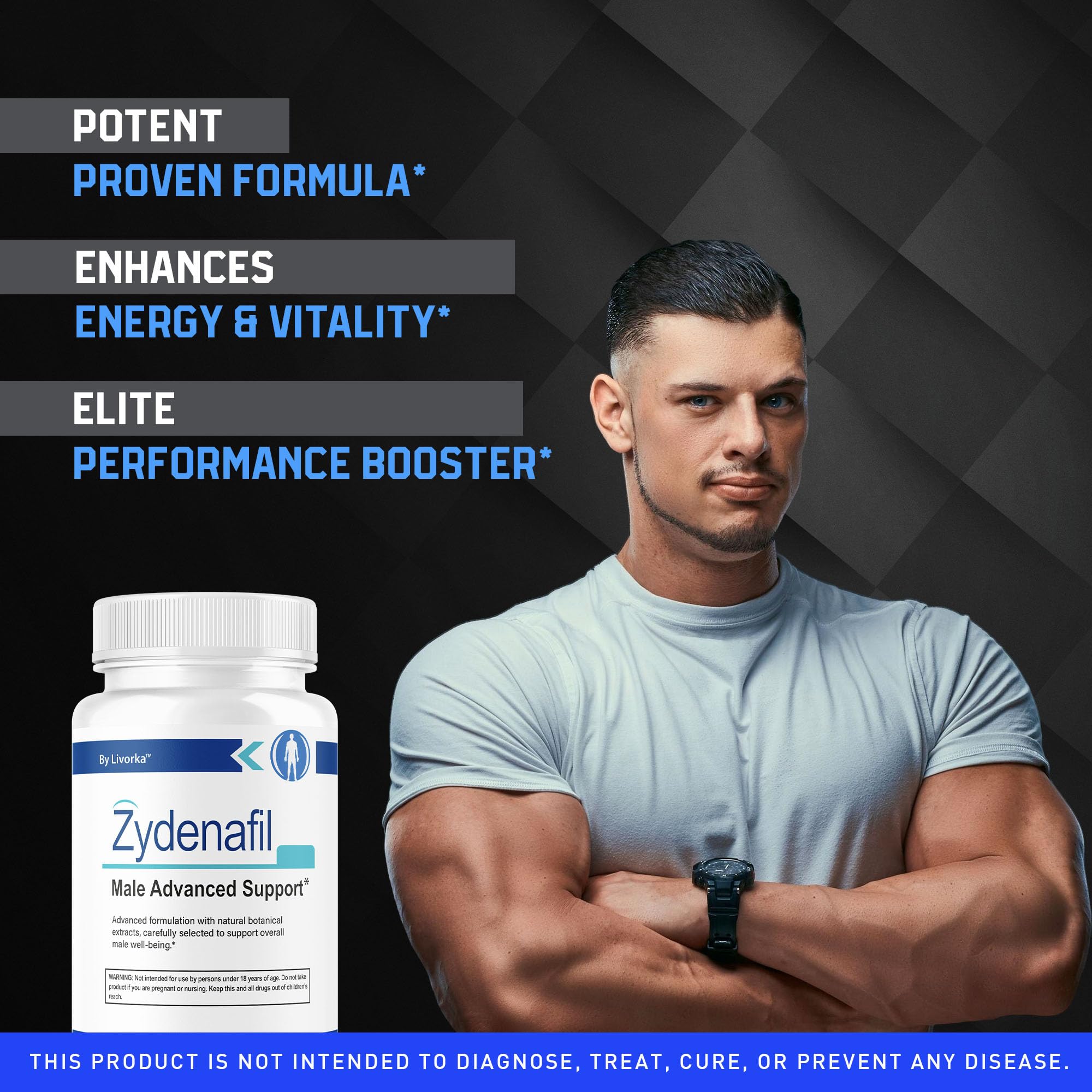 Front label of LIVORKA Zydenafil pills on white background