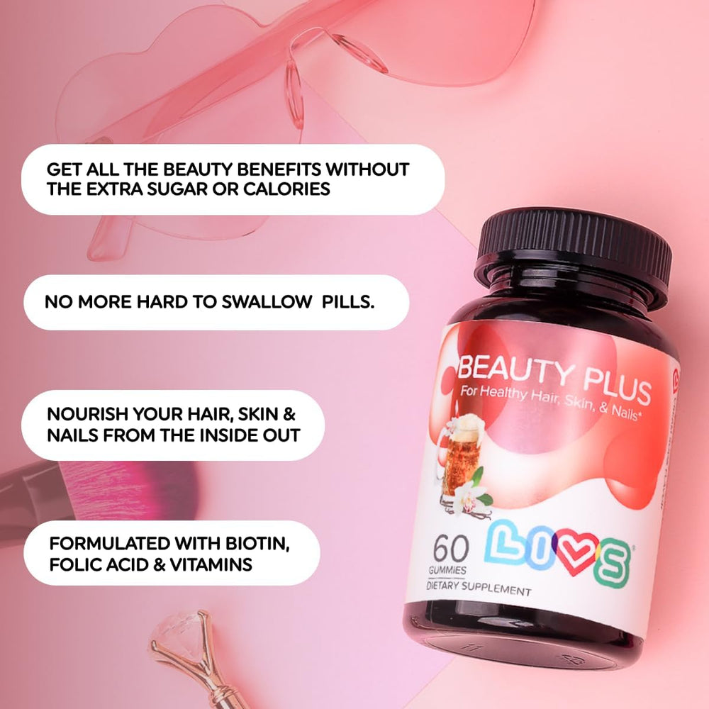 LIVS Beauty Plus gummies support hair and nails health during use