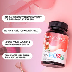 LIVS Beauty Plus gummies support hair and nails health during use